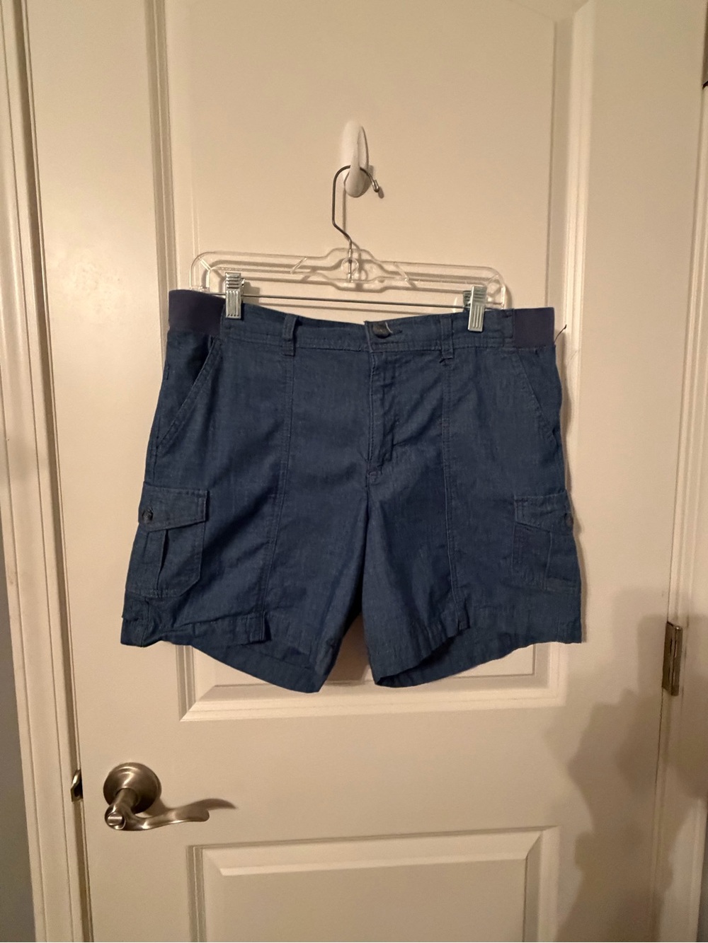 Lee Women's Denim Cargo Shorts in Light Blue
